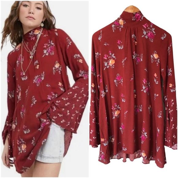 Free People Tops - Free People | Tate Tunic Top Boho Bell Sleeve Floral NWT